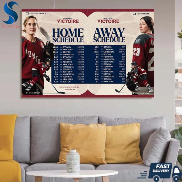 PWHL Victoire de Montreal Team Schedule For The 2024-2025 Season Wall Decor Canvas Poster